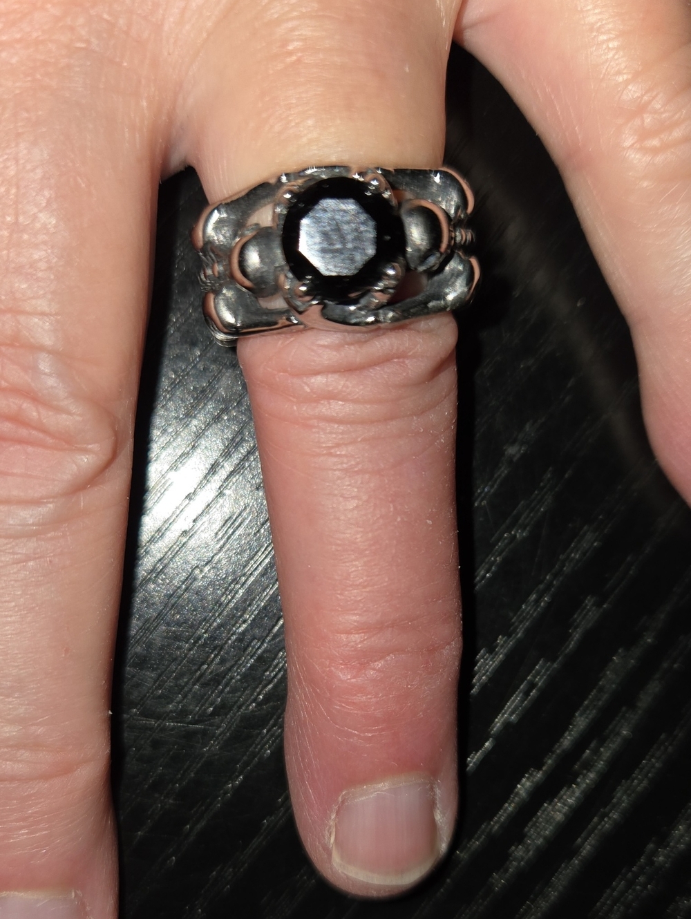Sterling Silver Black Stone Ring - Elegant Women's Jewelry